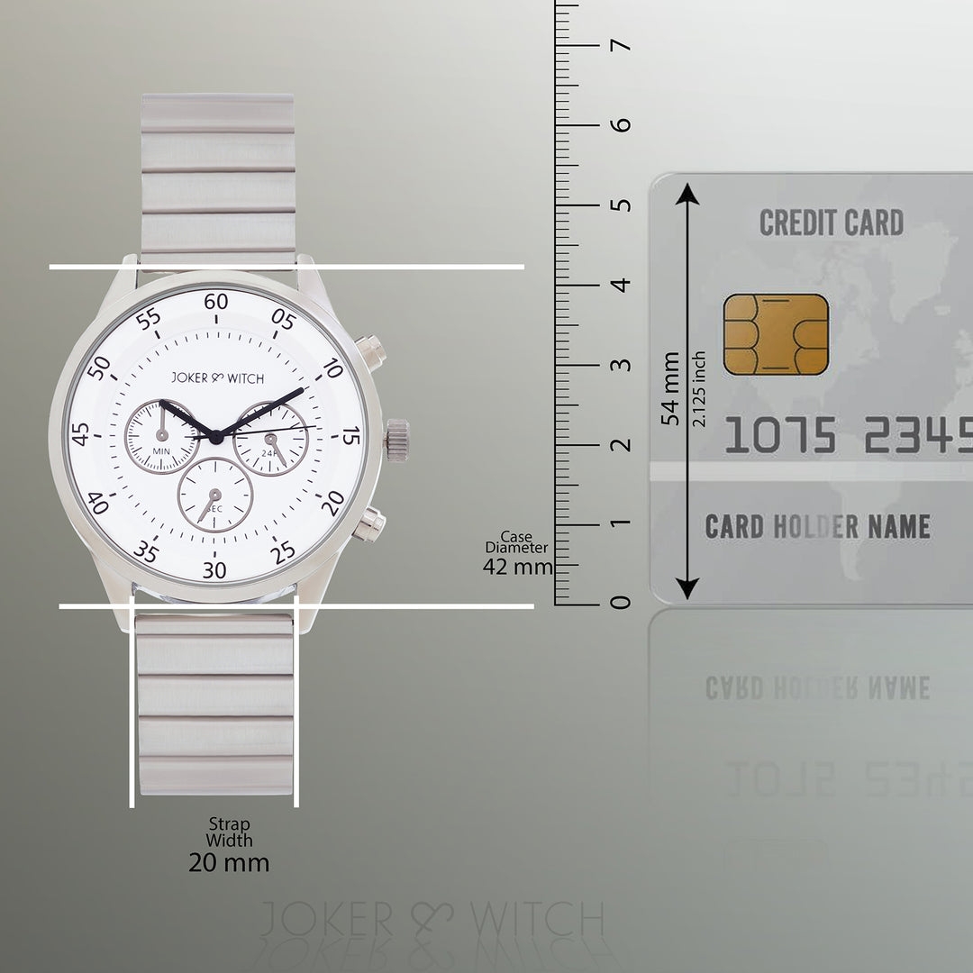 Ajax White Large Dial Silver Linked Chain Strap Men's Watch