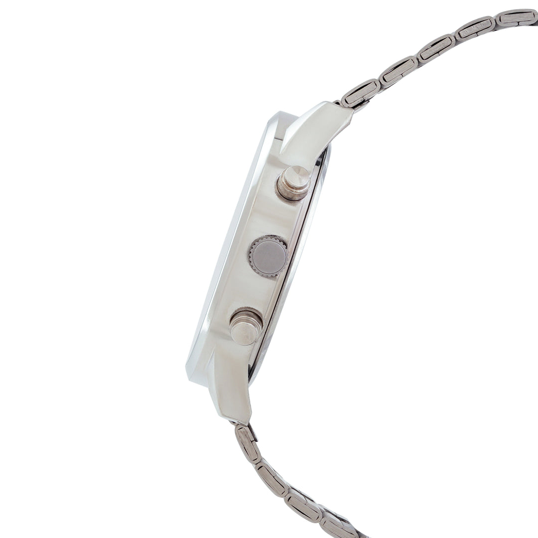 Ajax White Large Dial Silver Linked Chain Strap Men's Watch