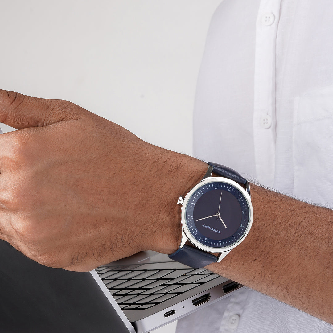 Bosco Blue Large Dial PU Strap Men's Watch