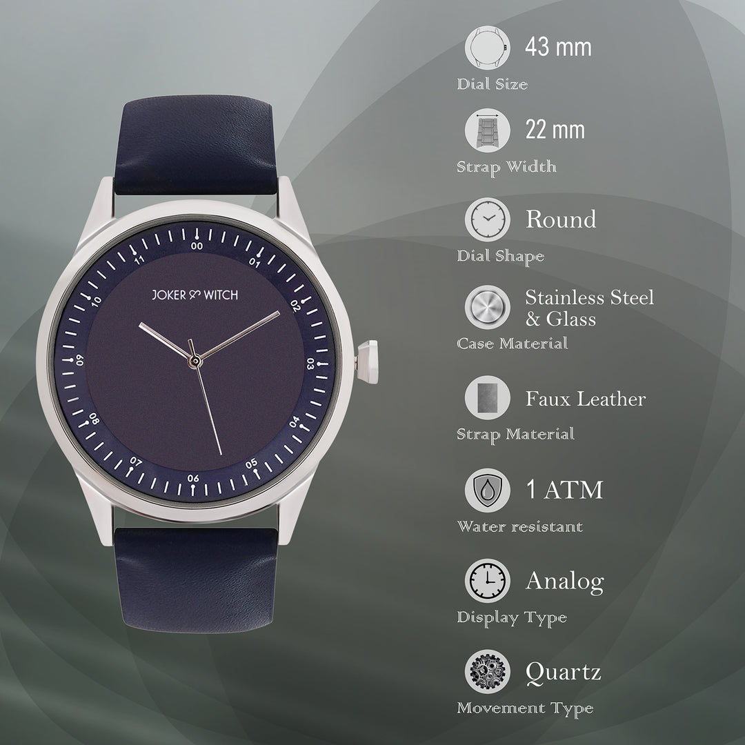 Bosco Blue Large Dial PU Strap Men's Watch