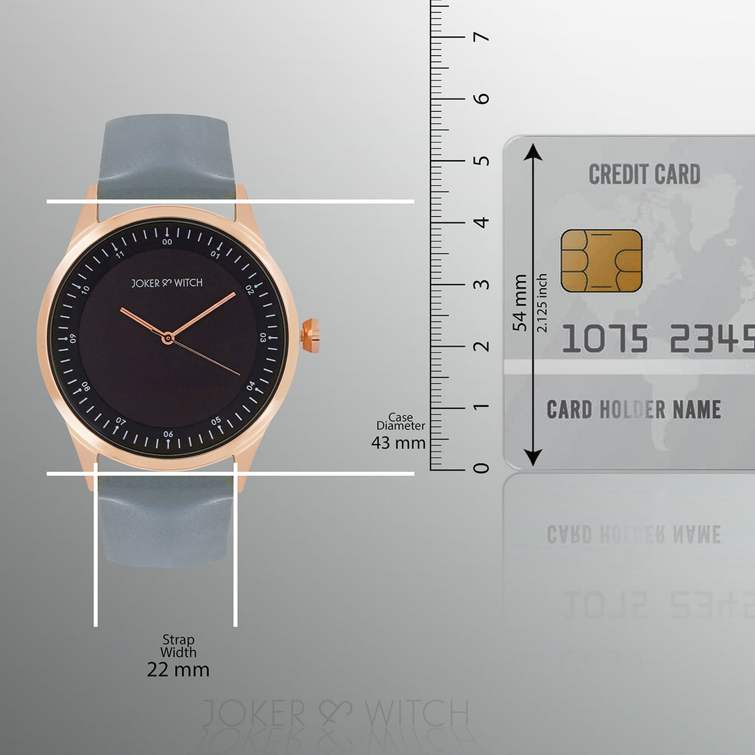 Bosco Black Large Dial Grey PU Strap Men's Watch