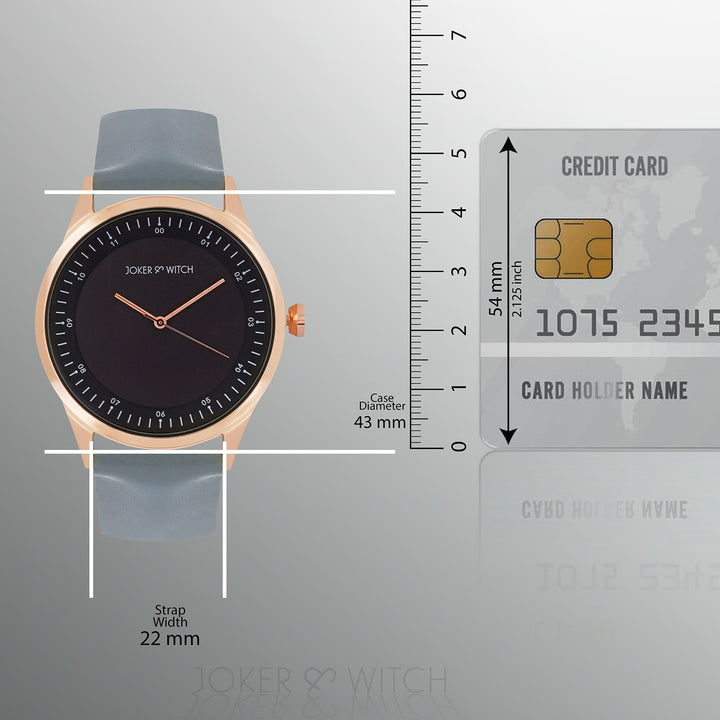 Bosco Black Large Dial Grey PU Strap Men's Watch