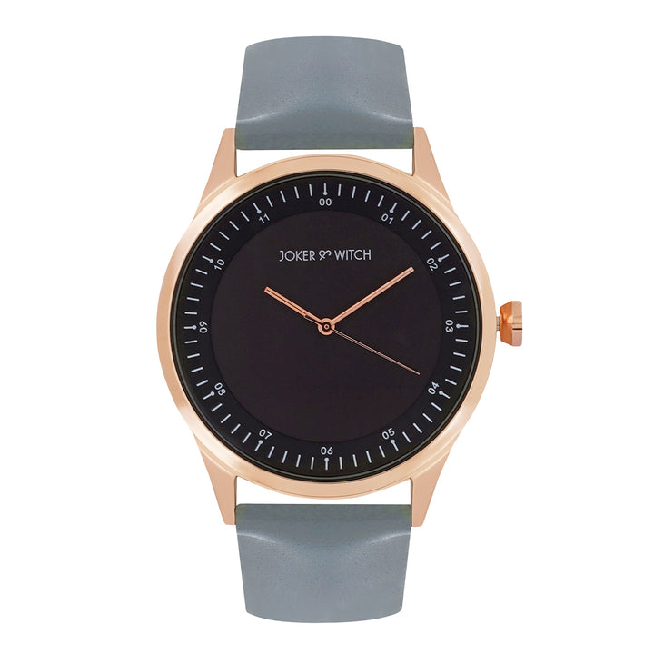 Bosco Black Large Dial Grey PU Strap Men's Watch