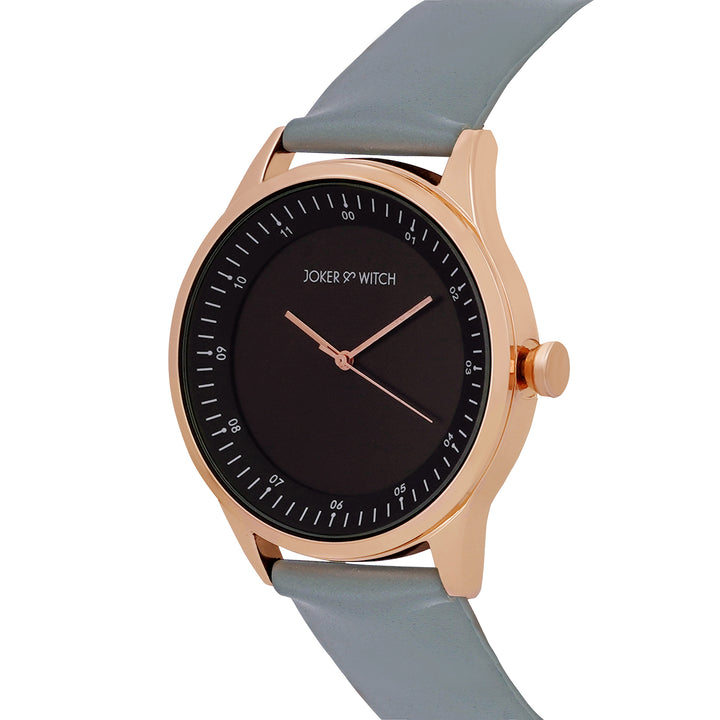 Bosco Black Large Dial Grey PU Strap Men's Watch