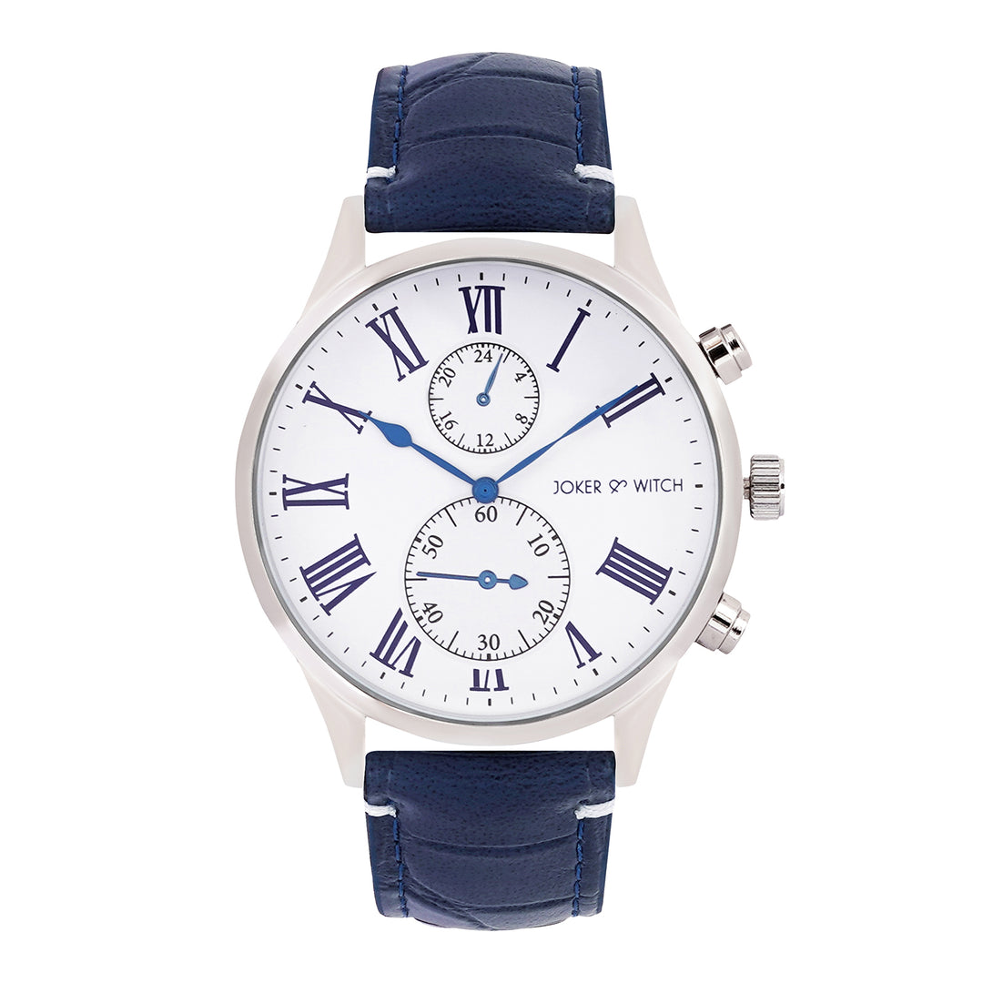 Shop online Heisler White Dial Navy Pu Strap Watch by Joker Witch