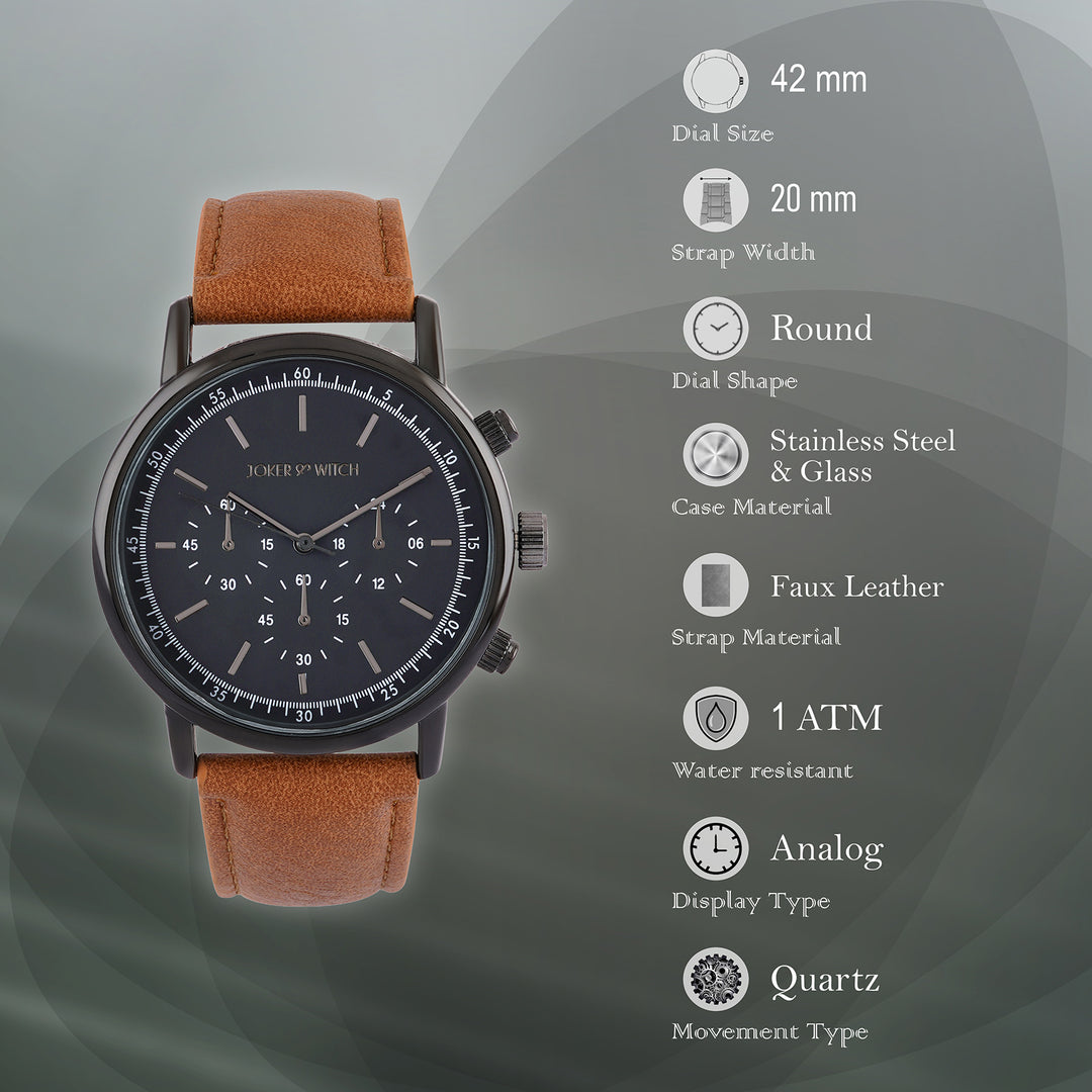 Laanda Grey Large Dial Brown PU Strap Men's Watch