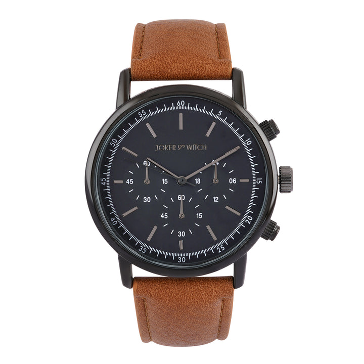 Laanda Grey Large Dial Brown PU Strap Men's Watch