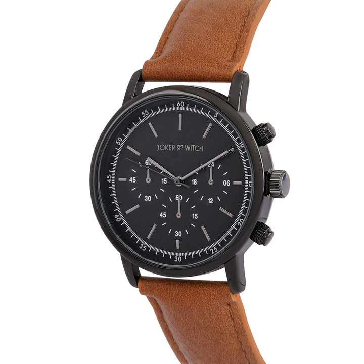 Laanda Grey Large Dial Brown PU Strap Men's Watch