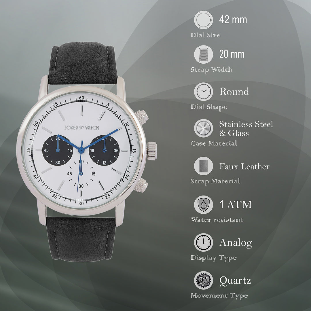 Laanda White Large Dial Grey PU Strap Men's Watch