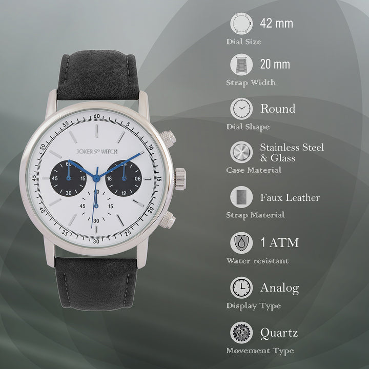 Laanda White Large Dial Grey PU Strap Men's Watch