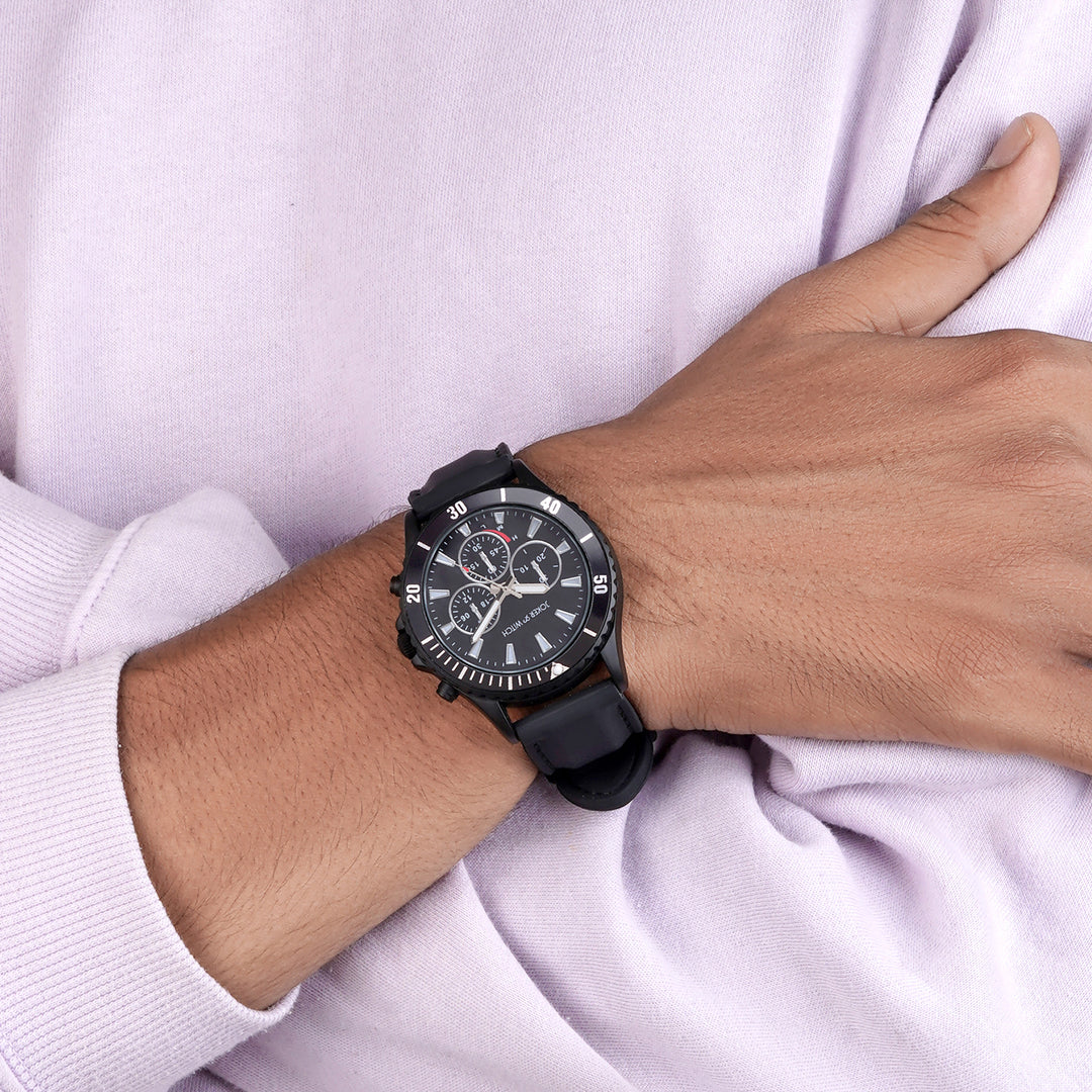 Spacey Black XLarge Dial Silicone Strap Men's Watch