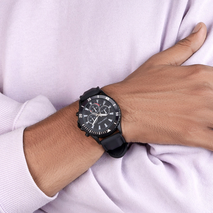 Spacey Black XLarge Dial Silicone Strap Men's Watch