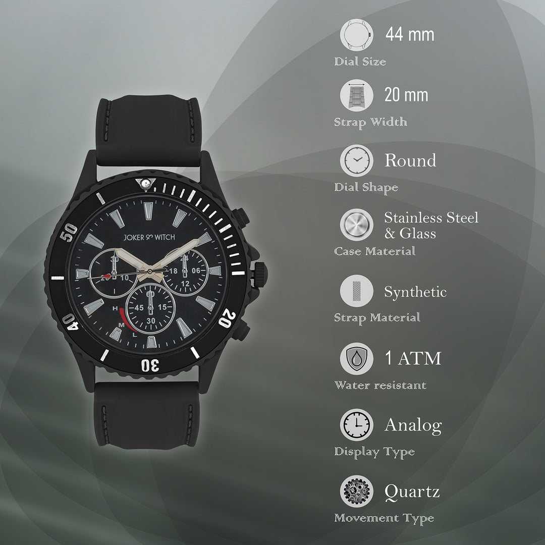 Spacey Black XLarge Dial Silicone Strap Men's Watch