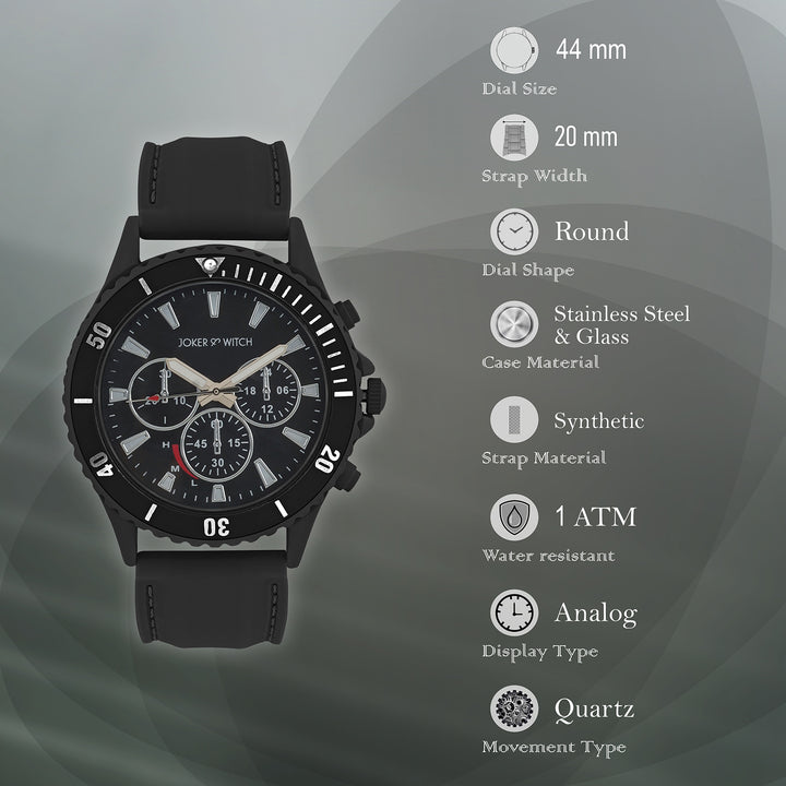 Spacey Black XLarge Dial Silicone Strap Men's Watch