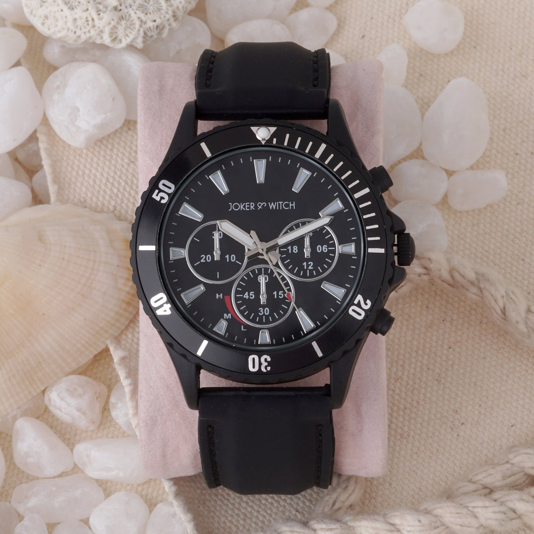 Spacey Black XLarge Dial Silicone Strap Men's Watch