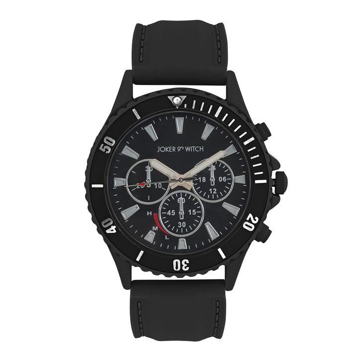 Spacey Black XLarge Dial Silicone Strap Men's Watch
