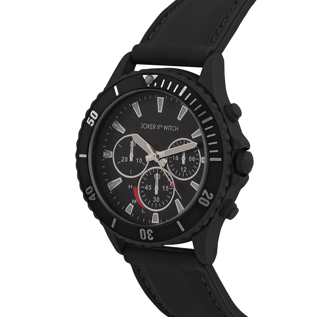 Spacey Black XLarge Dial Silicone Strap Men's Watch