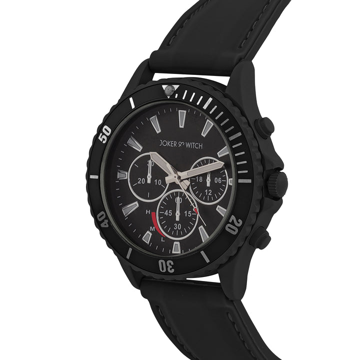 Spacey Black XLarge Dial Silicone Strap Men's Watch