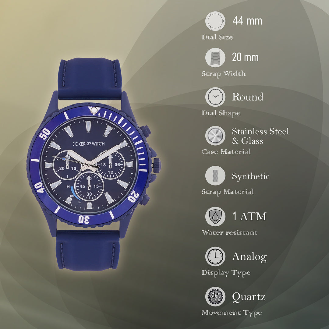 Spacey Blue XLarge Dial Silicone Strap Men's Watch