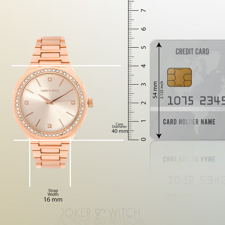 Pegasus Rose Gold Large Rhinestone Dial Linked Chain Strap Women's Watch