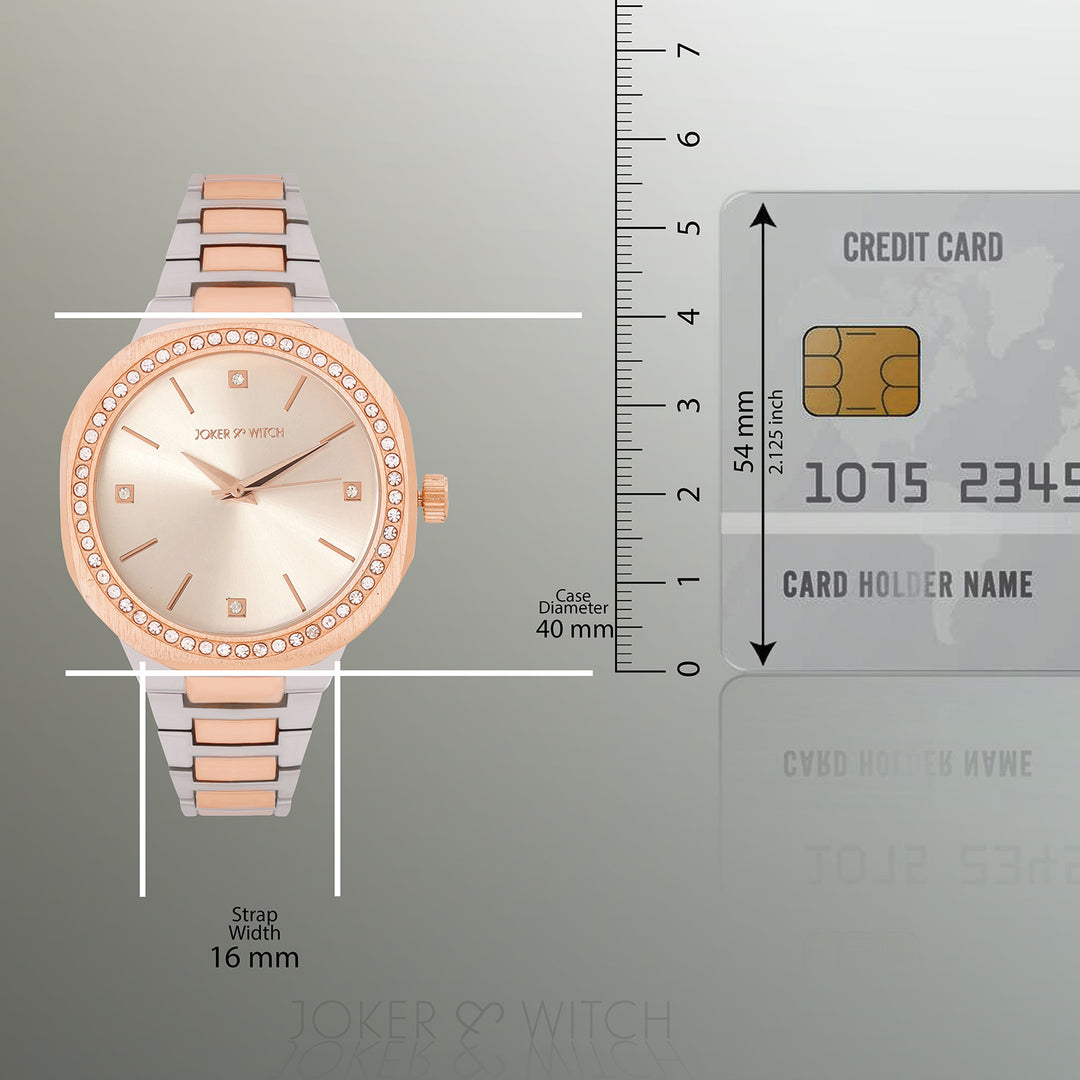 Pegasus Silver Large Dial Rhinestone Dual Tone Linked Chain Strap Women's Watch