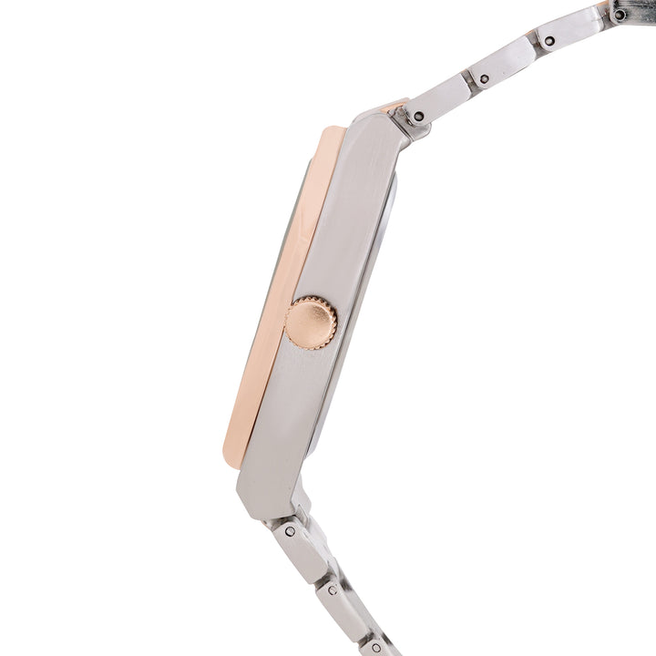 Pegasus Silver Large Dial Rhinestone Dual Tone Linked Chain Strap Women's Watch