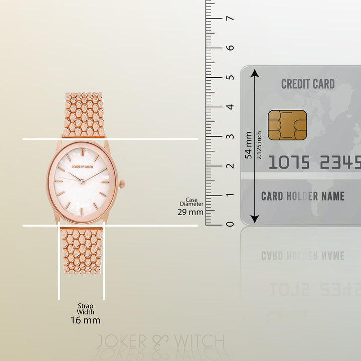 Quisp White Small Oval Dial Rose Gold Linked Chain Strap Women's Watch