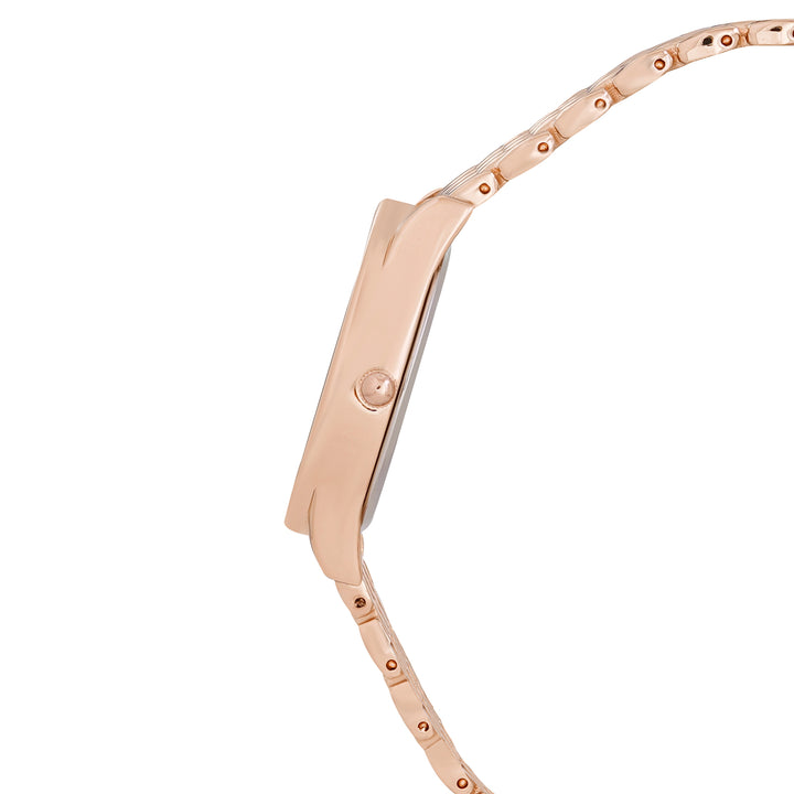 Quisp White Small Oval Dial Rose Gold Linked Chain Strap Women's Watch