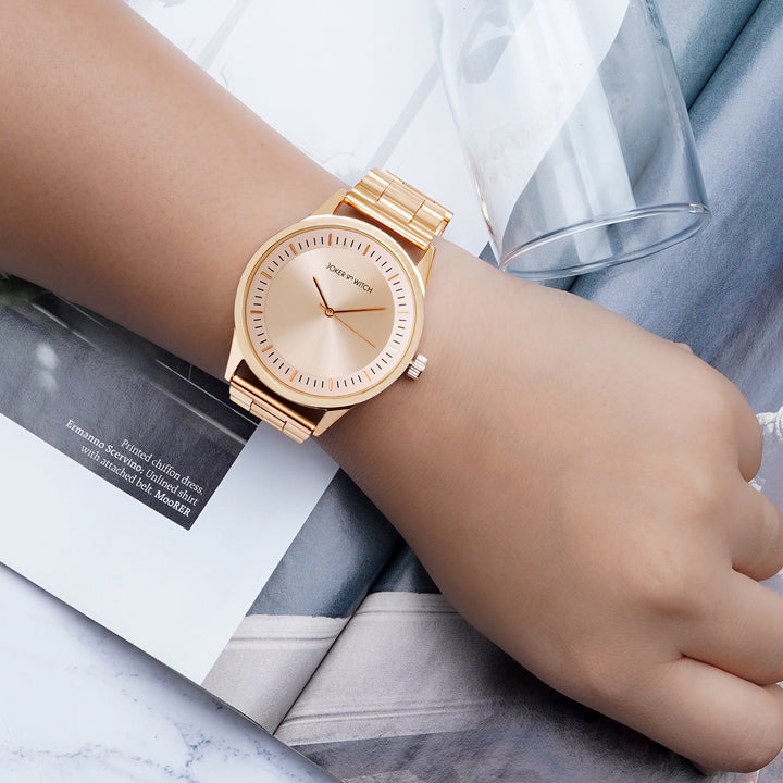 Carioca Rose Gold Large Dial Linked Chain Strap Unisex Watch