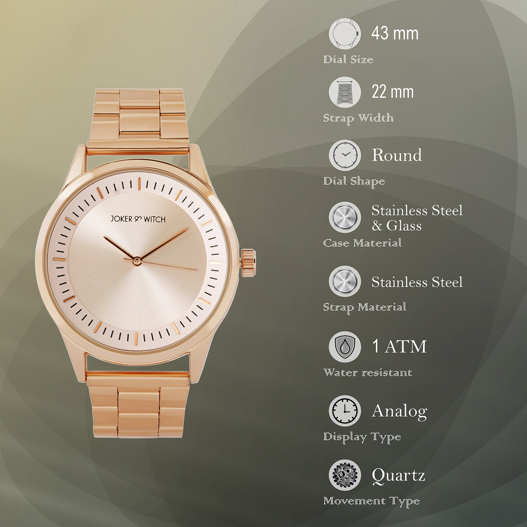 Carioca Rose Gold Large Dial Linked Chain Strap Unisex Watch