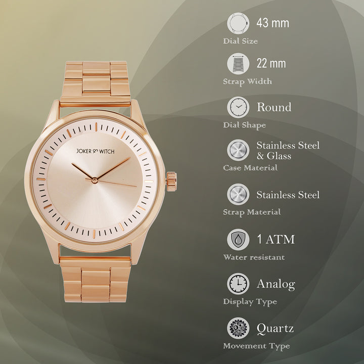 Carioca Rose Gold Large Dial Linked Chain Strap Unisex Watch