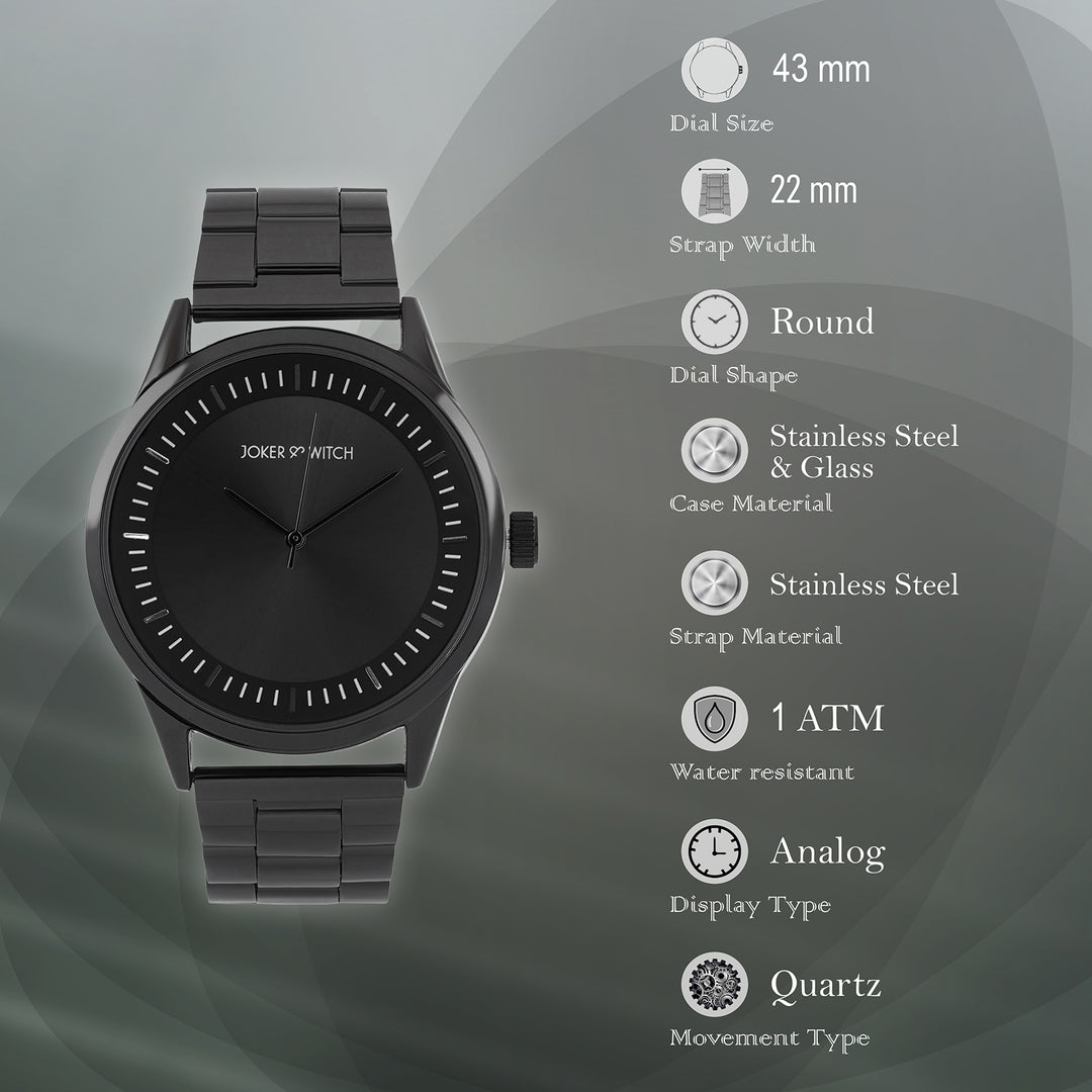 Carioca Black Large Dial Linked Chain Strap Men's Watch