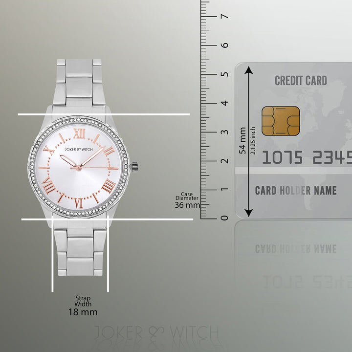 Adrenalina Silver Medium Rhinestone Dial Linked Chain Strap Women's Watch