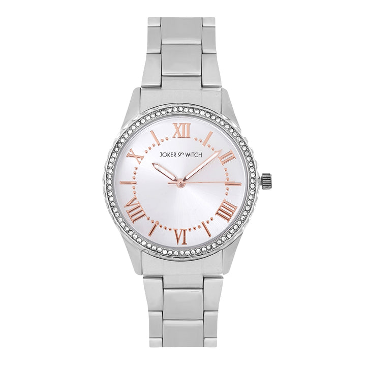 Adrenalina Silver Medium Rhinestone Dial Linked Chain Strap Women's Watch