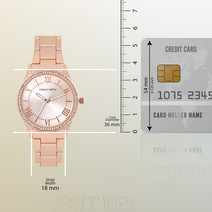 Adrenalina Rose Gold Medium Rhinestone Dial Linked Chain Strap Women's Watch