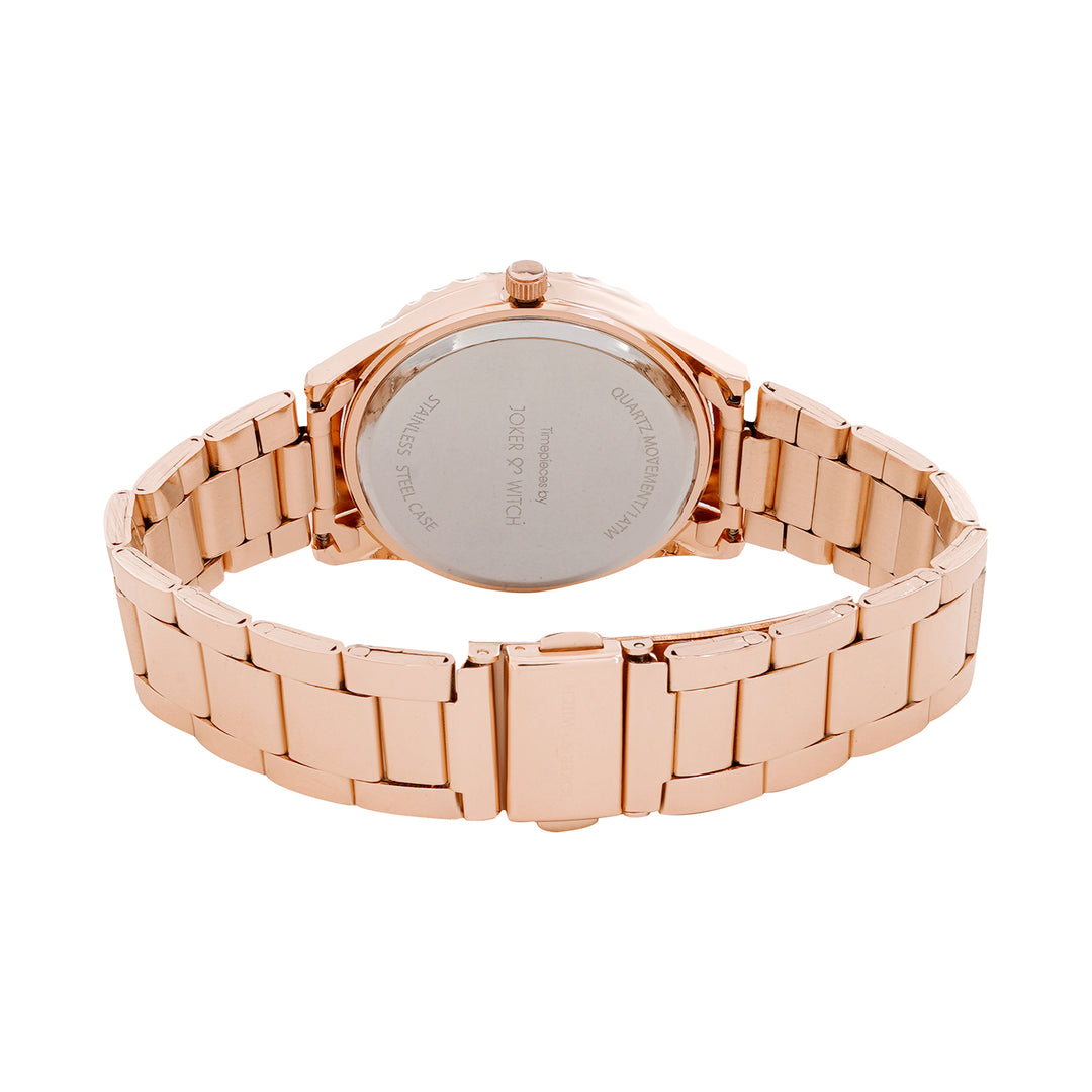 Adrenalina Rose Gold Medium Rhinestone Dial Linked Chain Strap Women's Watch