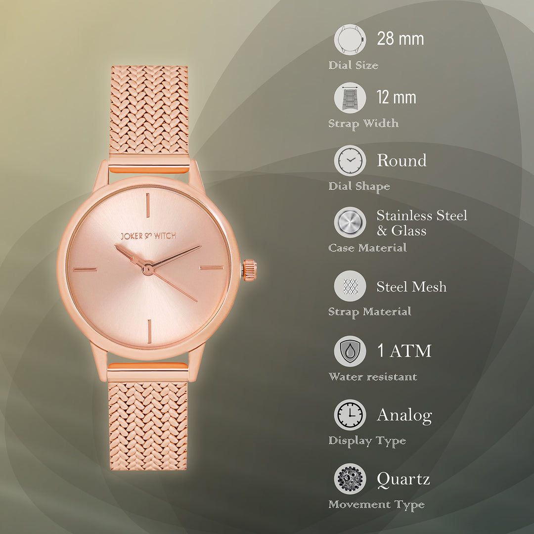 Anetra Rose Gold Small Dial Mesh Strap Women's Watch