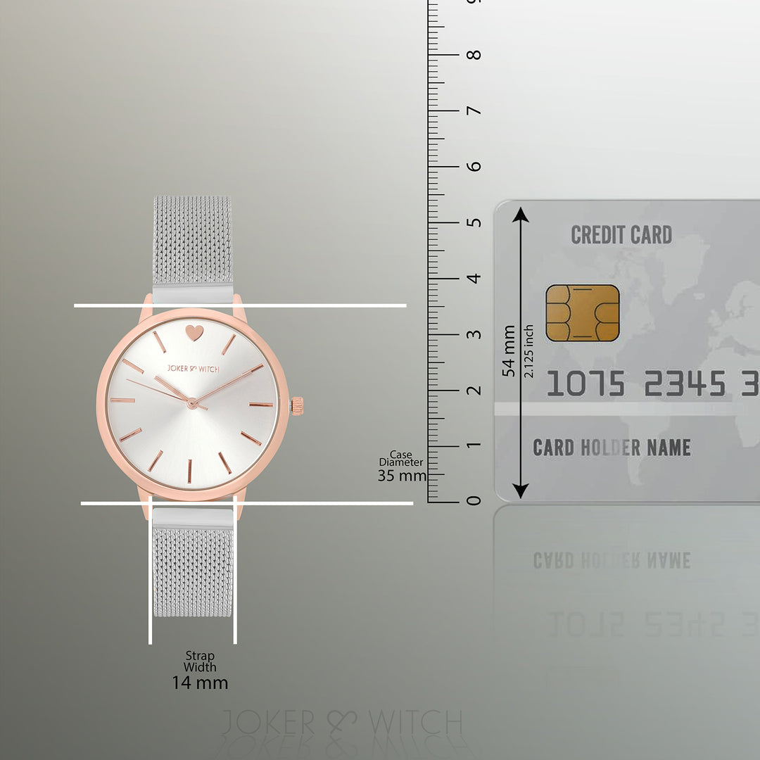 Twelve O'Heart Silver Medium Dial Mesh Strap Women's Watch