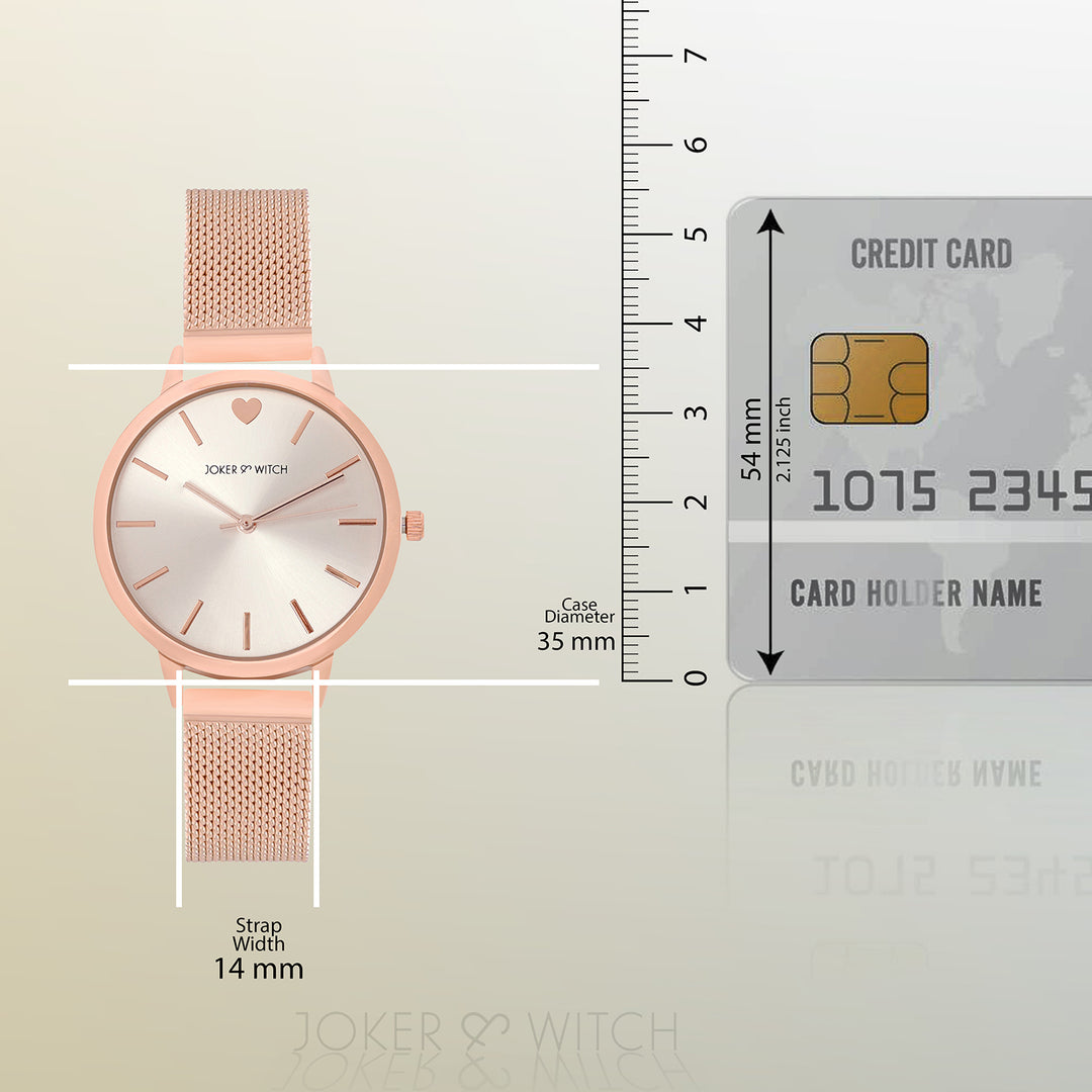 Twelve O'Heart Rose Gold Medium Dial Mesh Strap Women's Watch