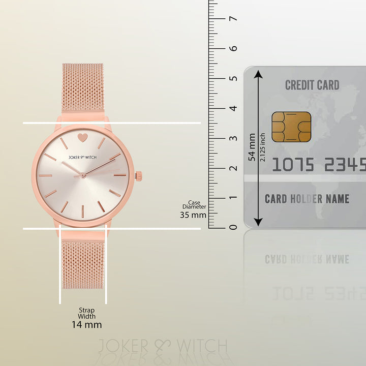 Twelve O'Heart Rose Gold Medium Dial Mesh Strap Women's Watch