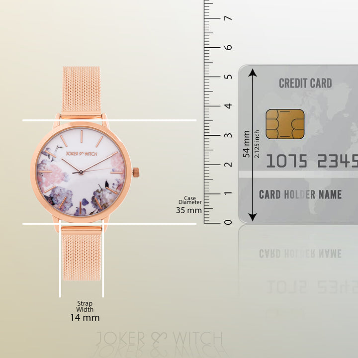 Tygra White Medium Dial Rose Gold Mesh Strap Women's Watch