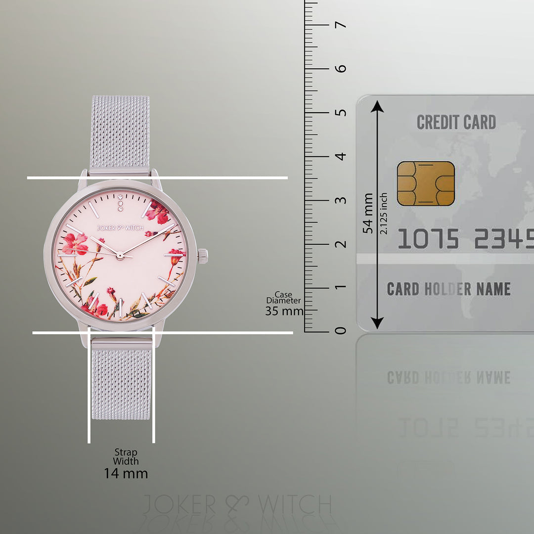 Tygra Pink Medium Dial Silver Mesh Strap Women's Watch