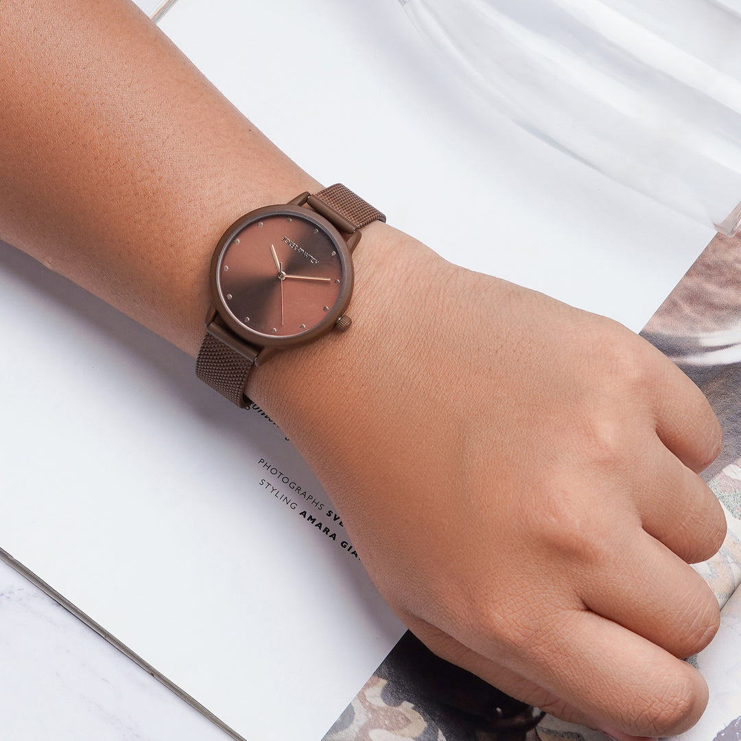 Mercer Copper Medium Dial Mesh Strap Women's Watch