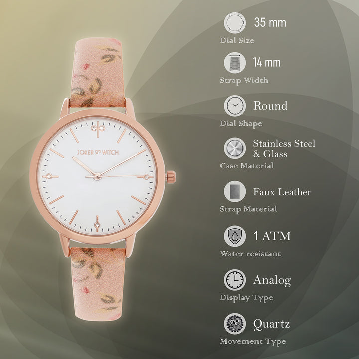 Julina White Medium Dial Pink PU Printed Strap Women's Watch
