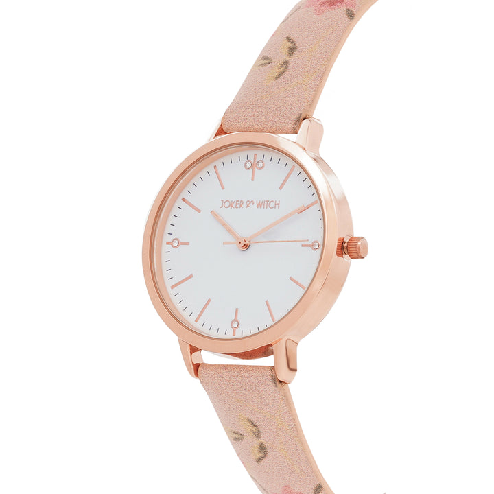 Julina White Medium Dial Pink PU Printed Strap Women's Watch