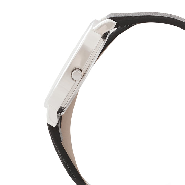 Twelve O'Heart White Medium Dial Black PU Wrap Around Strap Women's Watch