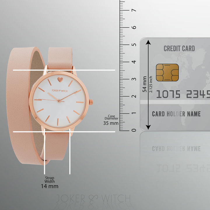 Twelve O'Heart White Medium Dial Pink PU Wrap Around Strap Women's Watch