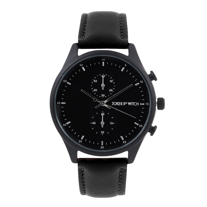 Beetle Black Large Dial PU Strap Men's Watch