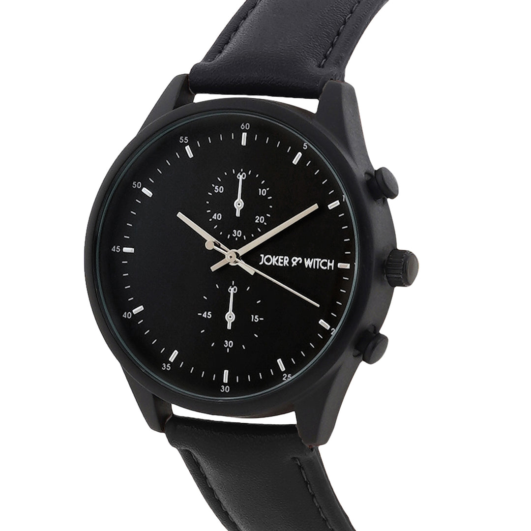 Beetle Black Large Dial PU Strap Men's Watch