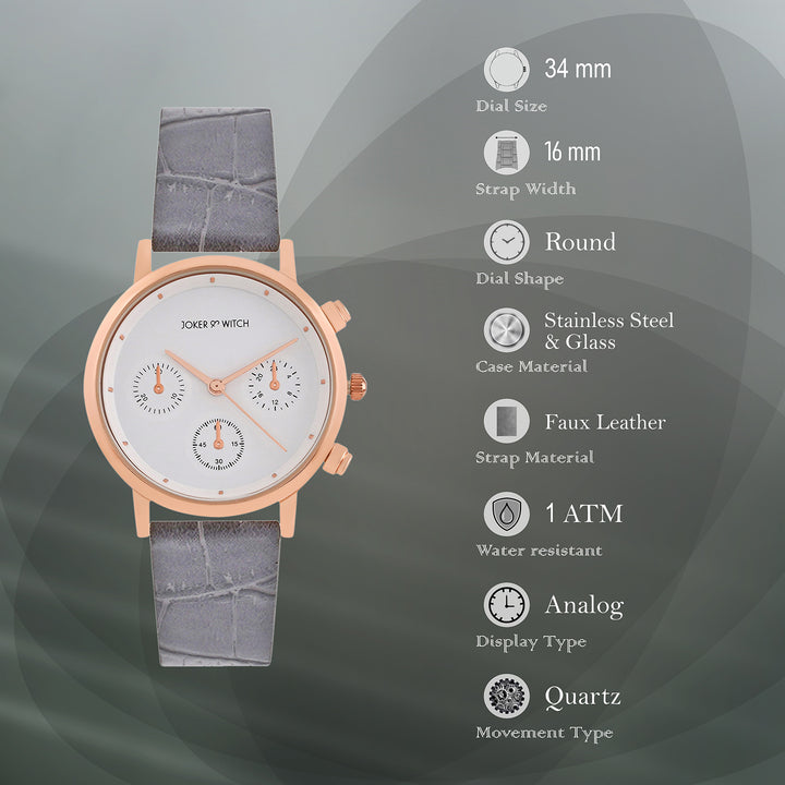 Boston White Medium Dial Grey Croc Strap Men's Watch